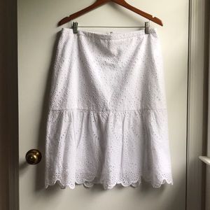 Talbots Eyelet Lace Midi Skirt NWT sz 12 White